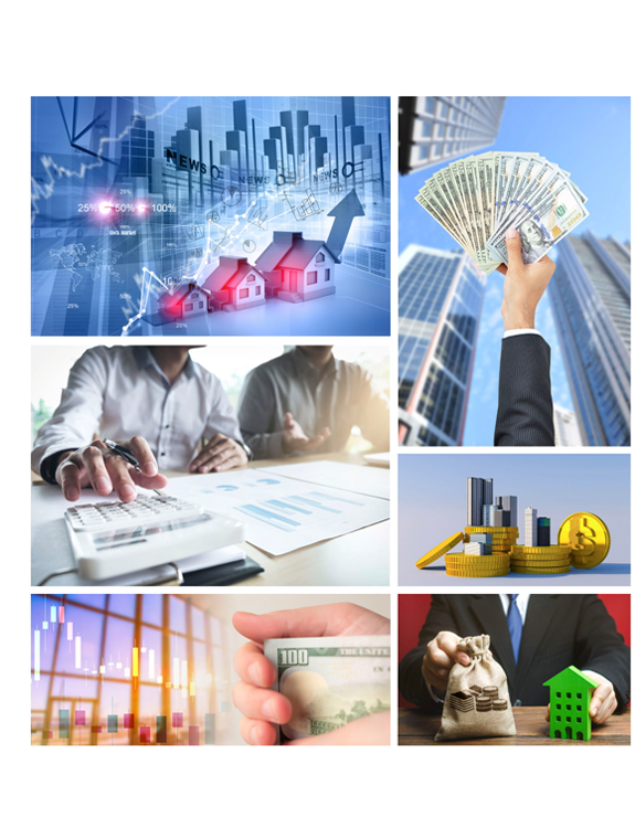 Photo Collage of Cash and Properties, Deal Making